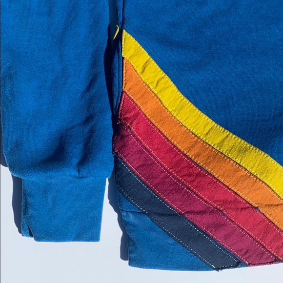 Aviator Nation Blue Hoodie with Rainbow Stripes - Picture 7 of 11